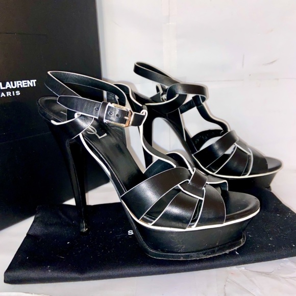 ❌SOLD❌Saint Laurent TRIBUTE 105* Black Platform Sandal - Picture 4 of 8